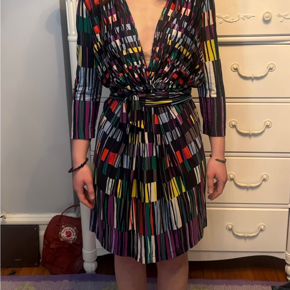BCBGMaxAzria Colorful Striped Mini Dress